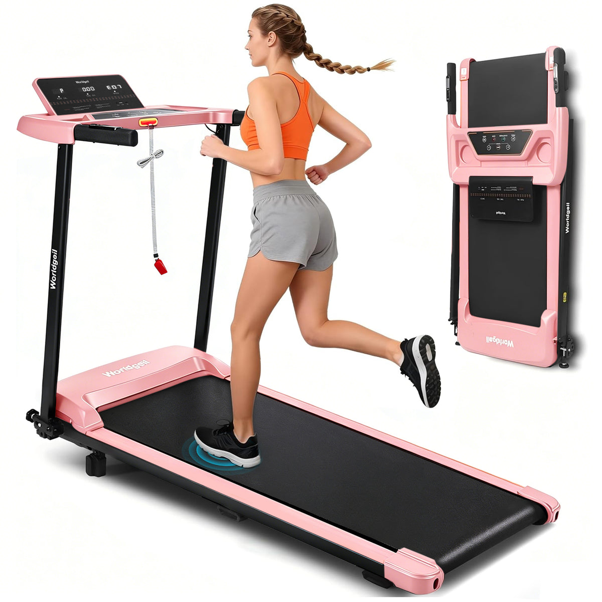 Home treadmill LED display & handrail buttons for heart rate measurement