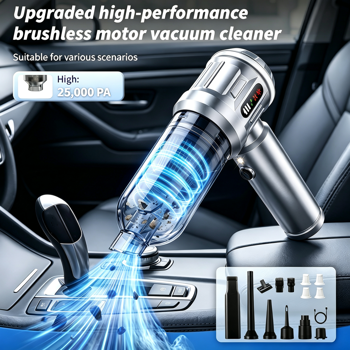 Handheld Vacuum Cleaner, Portable Vacuum, Powerful Mini Vacuum, Multifunctional, Suitable for Cars, Home, Office, Camping, And for Cleaning Dust on Computer Keyboards And Laptops