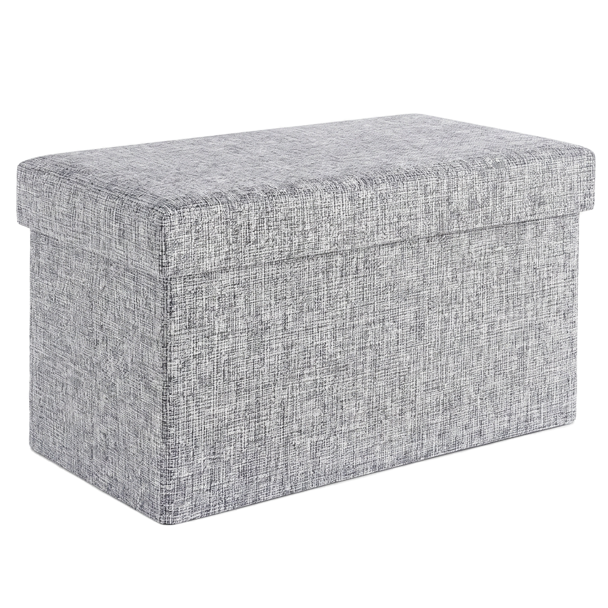 Foldable Storage Ottoman – 25L Collapsible Storage Stool with Padded Linen-Style Seat, 40 × 25 × 25 cm
