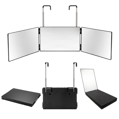 3-Way Folding Mirror – Adjustable Multi-Angle Mirror for Self Haircut, Hair Styling & Makeup