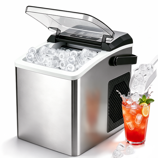 Eiswürfelmaschine mit Tragegriff – 2 Eiswürfelgrößen, 12 kg/24 h