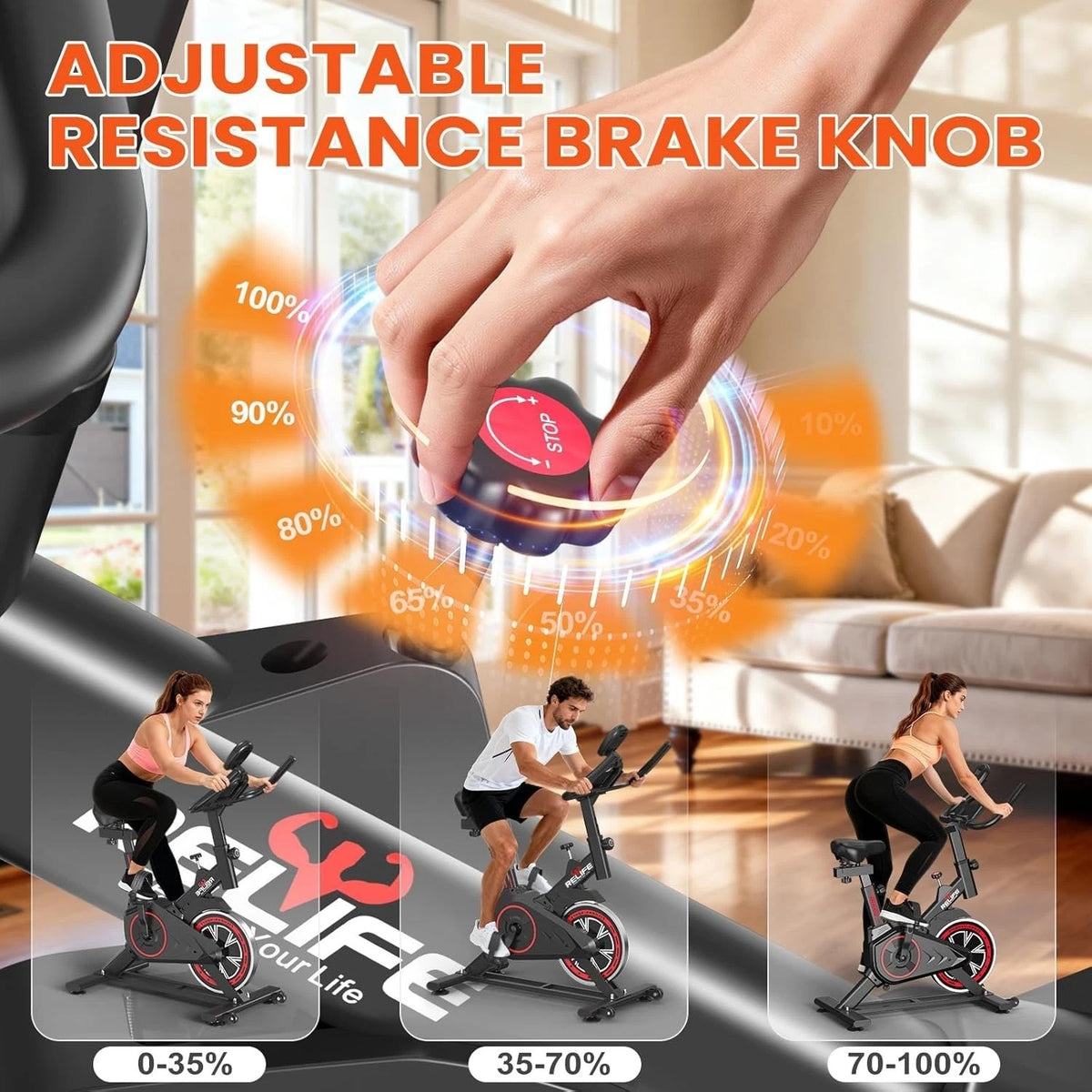 Adjustable Resistance Home Spin Bike, Height Adjustable, Suitable for Home Cardio Training