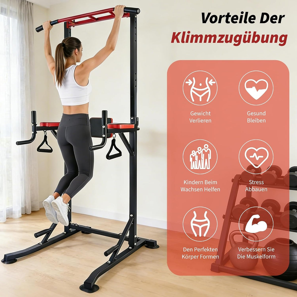 Multifunctional freestanding pull-up bar training rack with 2 fitness resistance bands