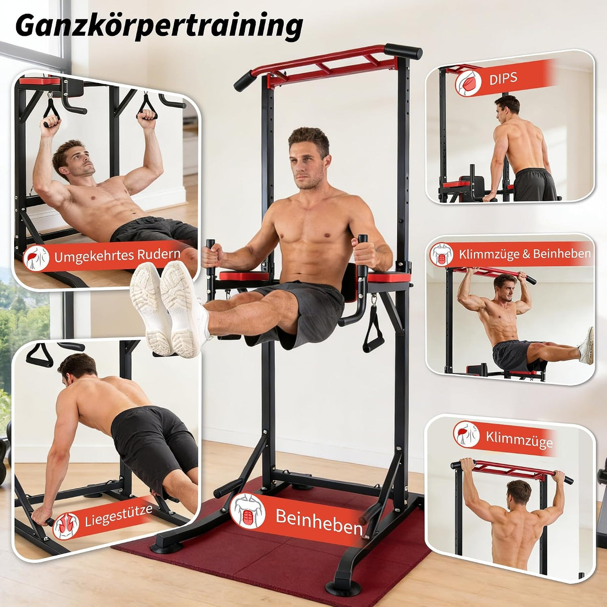 Multifunctional freestanding pull-up bar training rack with 2 fitness resistance bands