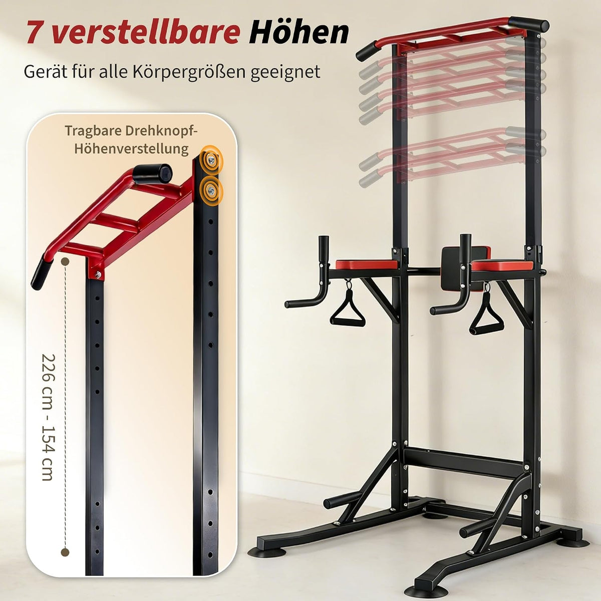 Multifunctional freestanding pull-up bar training rack with 2 fitness resistance bands