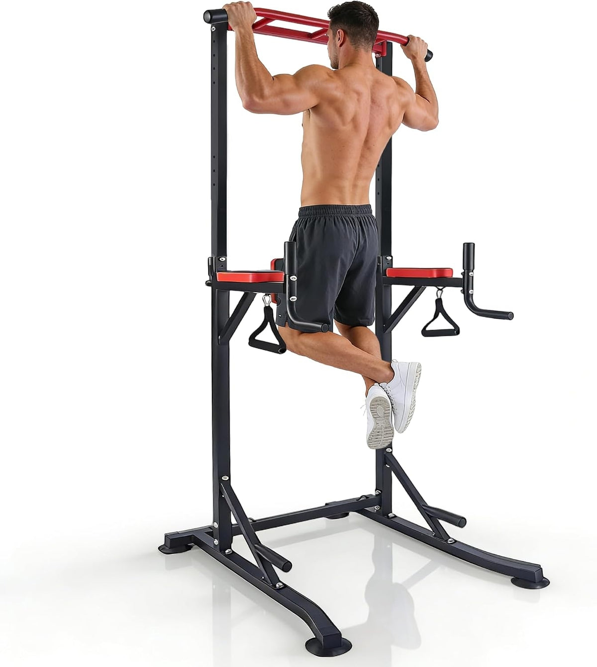 Multifunctional freestanding pull-up bar training rack with 2 fitness resistance bands