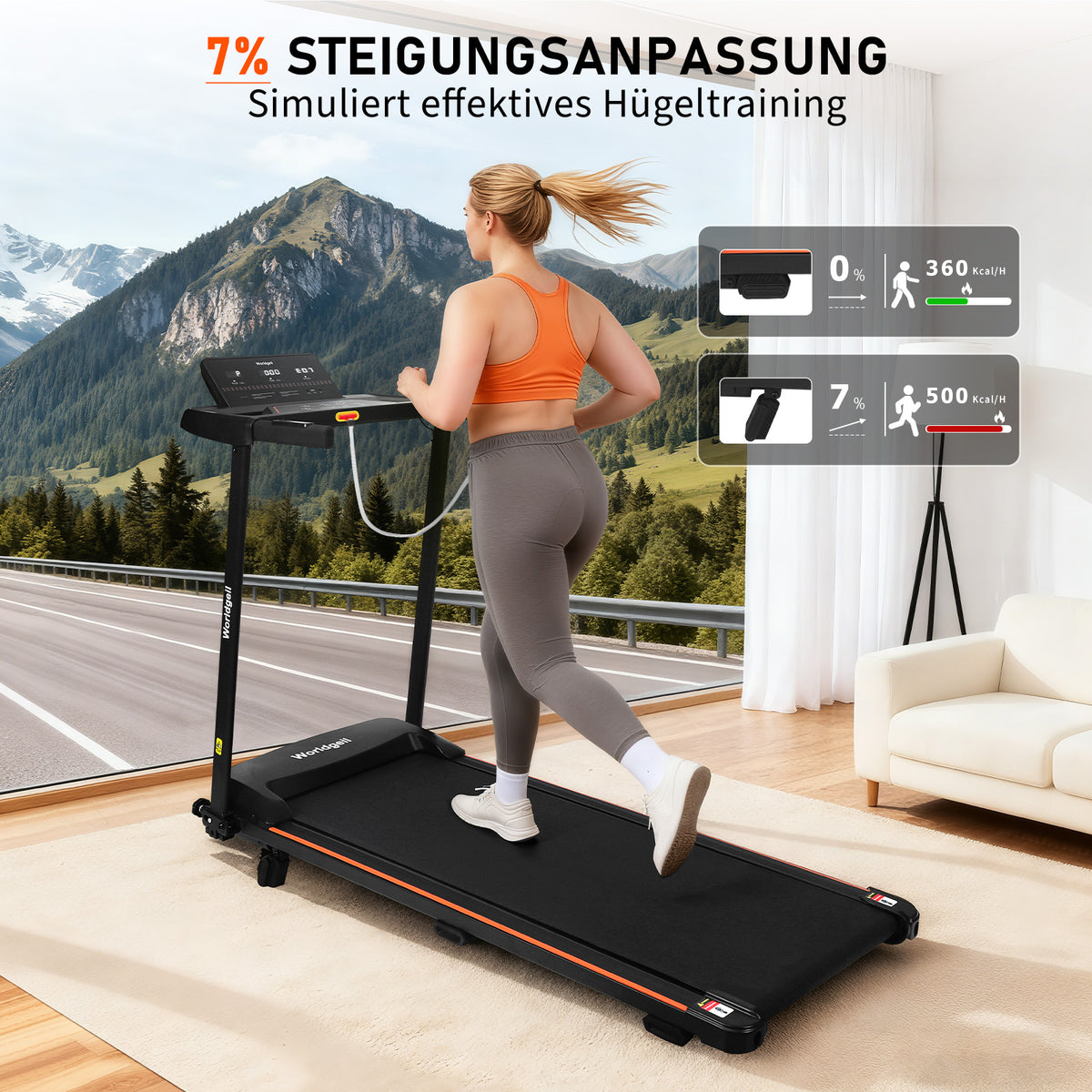 Home treadmill LED display & handrail buttons for heart rate measurement