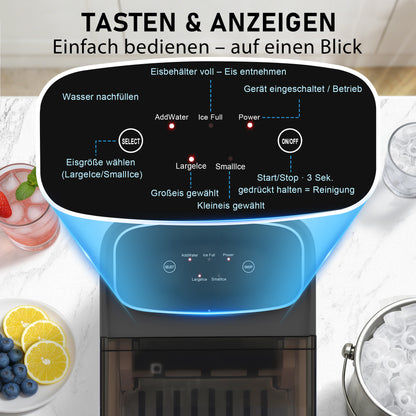 Eiswürfelmaschine Klein 2 Elsgrößen Selbstreinigend Ice Maker Tragbar