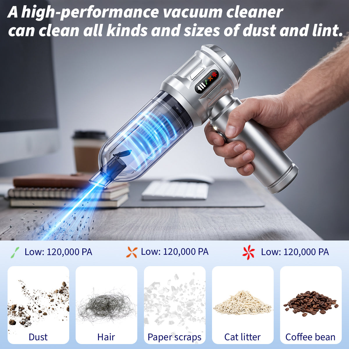 Handheld Vacuum Cleaner, Portable Vacuum, Powerful Mini Vacuum, Multifunctional, Suitable for Cars, Home, Office, Camping, And for Cleaning Dust on Computer Keyboards And Laptops