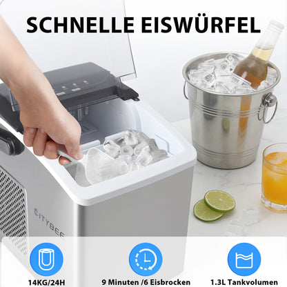 Eiswürfelmaschine mit Tragegriff – 2 Eiswürfelgrößen, 12 kg/24 h