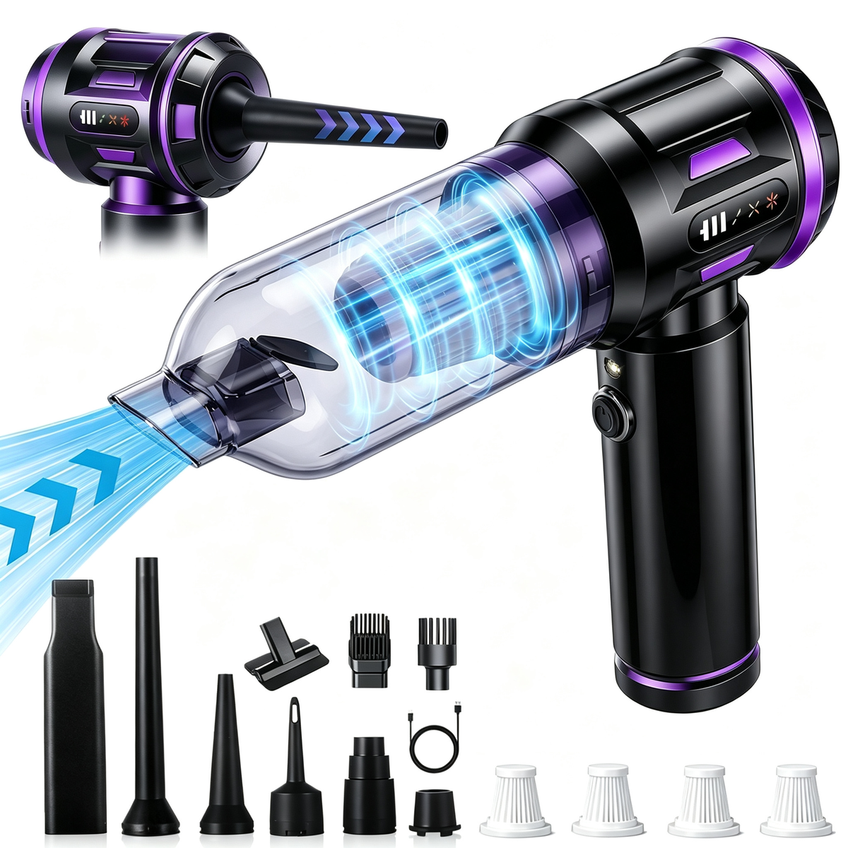 Handheld Vacuum Cleaner, Portable Vacuum, Powerful Mini Vacuum, Multifunctional, Suitable for Cars, Home, Office, Camping, And for Cleaning Dust on Computer Keyboards And Laptops