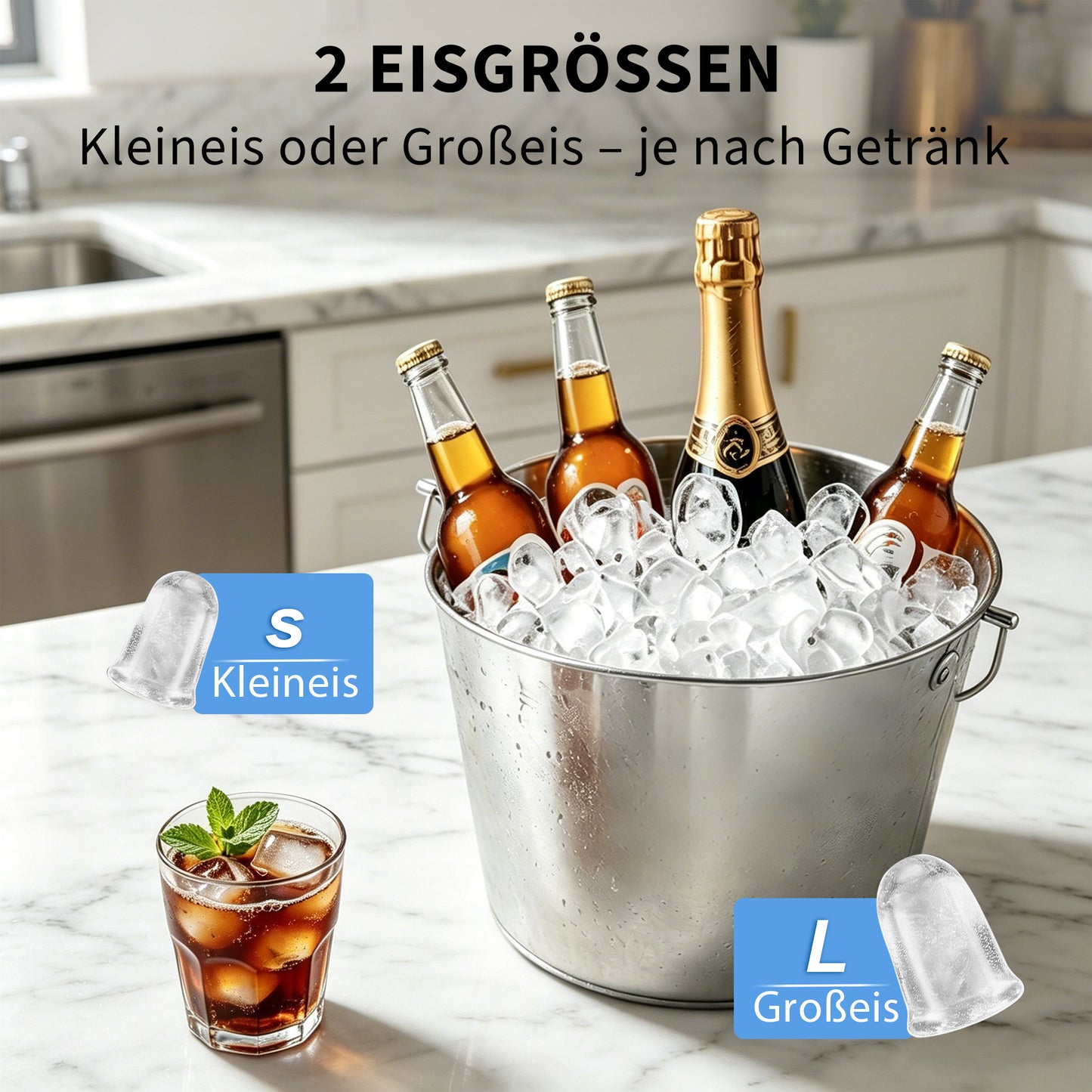 Eiswürfelmaschine für Zuhause und Büro – 9 Eiswürfel in 6 Minuten