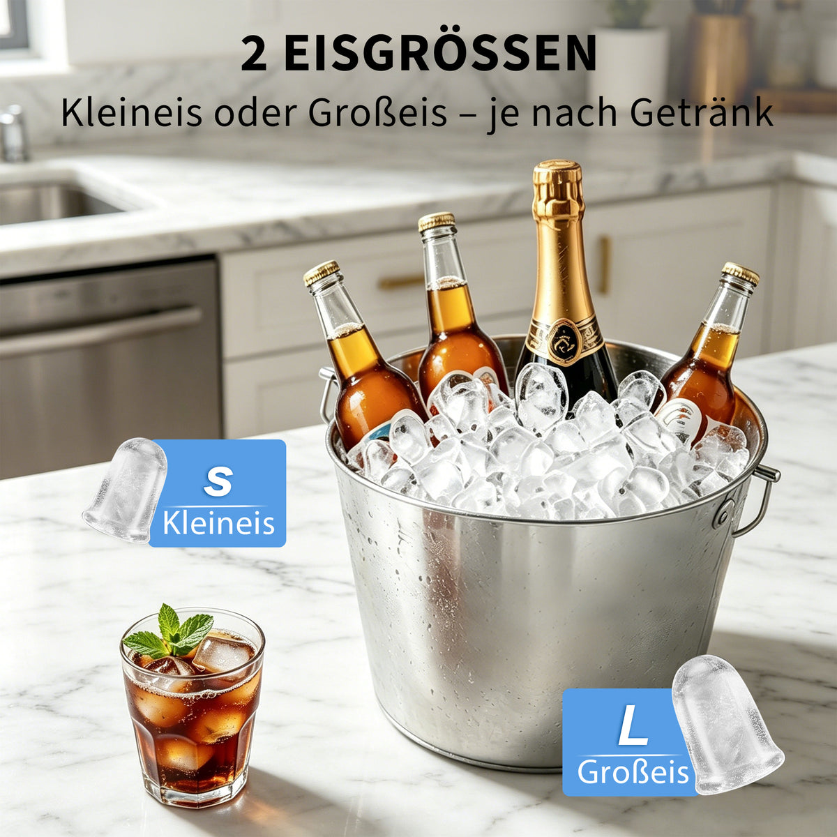 Eiswürfelmaschine für Zuhause und Büro – 9 Eiswürfel in 6 Minuten