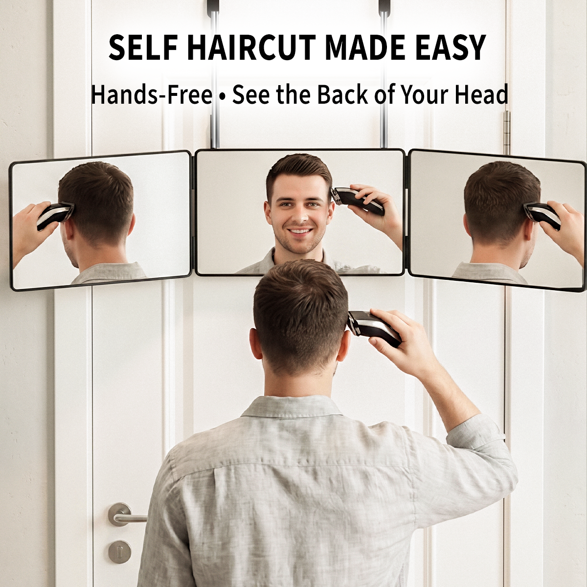 3-Way Folding Mirror – Adjustable Multi-Angle Mirror for Self Haircut, Hair Styling & Makeup