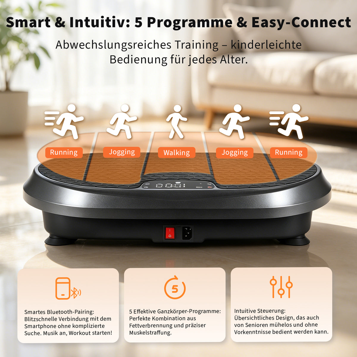 Home use exercise vibration plate High stability Non-slip foot pads Quiet operation Remote control Resistance band LED display