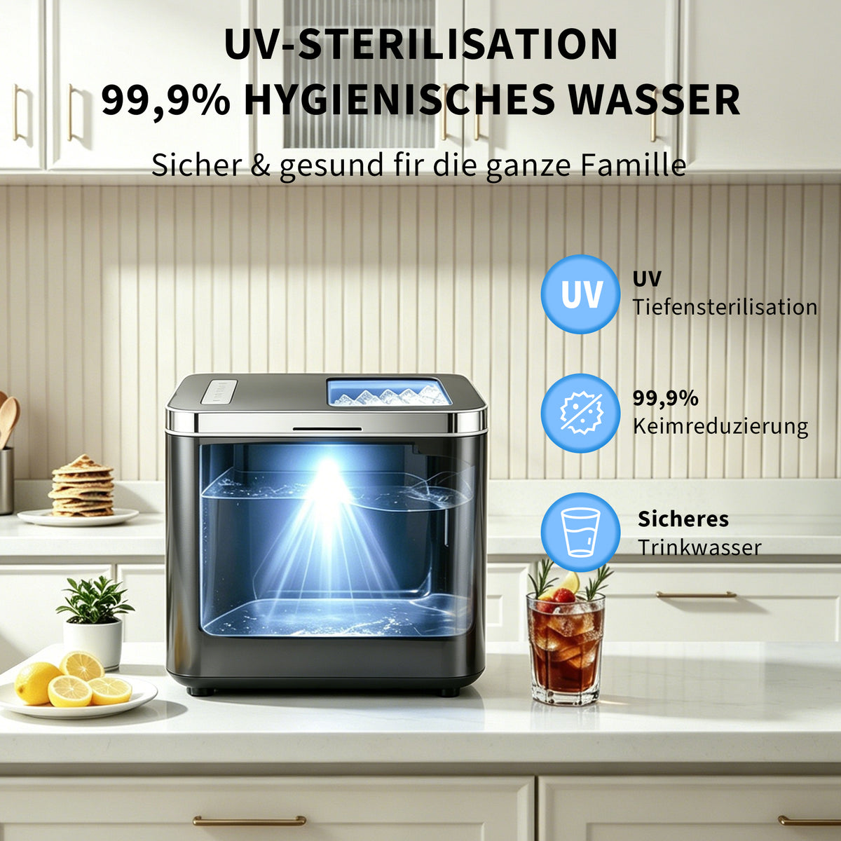 Eiswürfelmaschine für Zuhause und Büro – 9 Eiswürfel in 6 Minuten