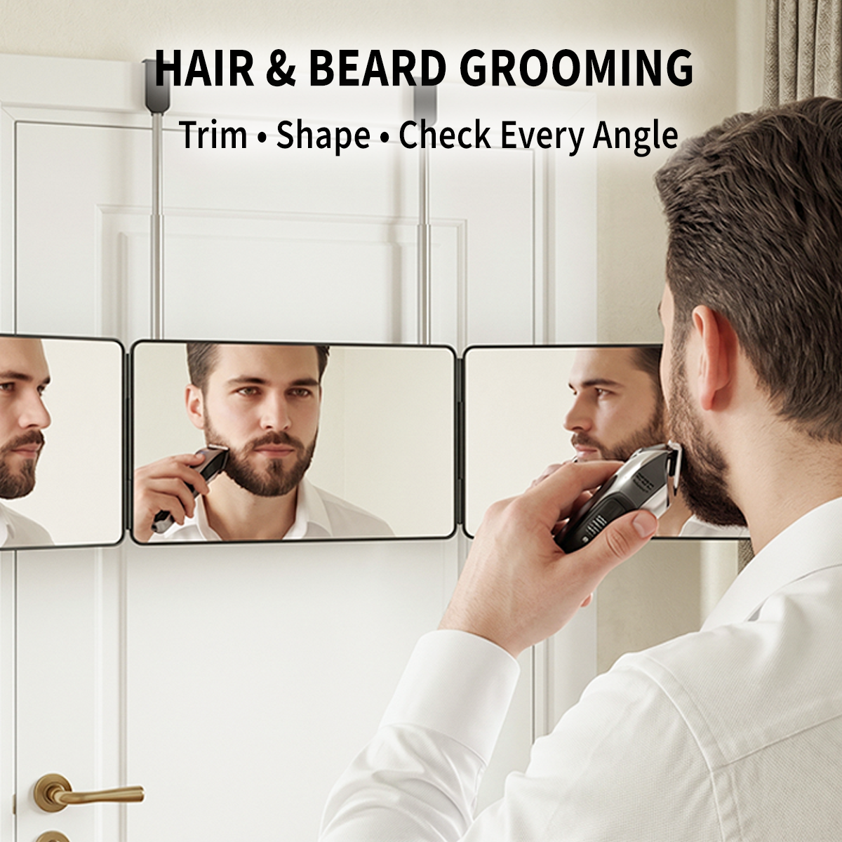 3-Way Folding Mirror – Adjustable Multi-Angle Mirror for Self Haircut, Hair Styling & Makeup