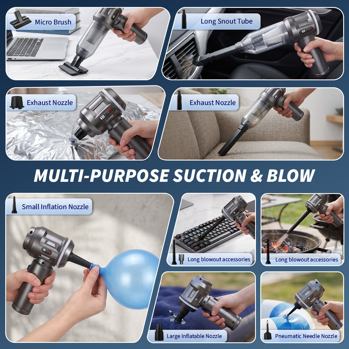 Handheld Vacuum Cleaner, Portable Vacuum, Powerful Mini Vacuum, Multifunctional, Suitable for Cars, Home, Office, Camping, And for Cleaning Dust on Computer Keyboards And Laptops