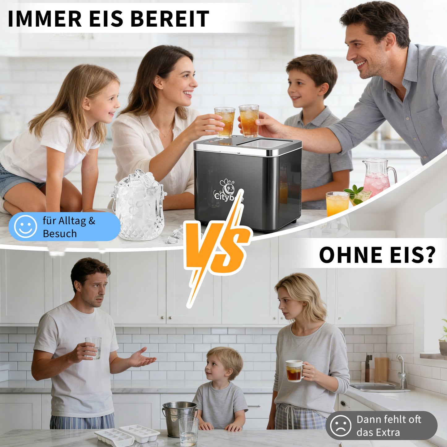Eiswürfelmaschine für Zuhause und Büro – 9 Eiswürfel in 6 Minuten