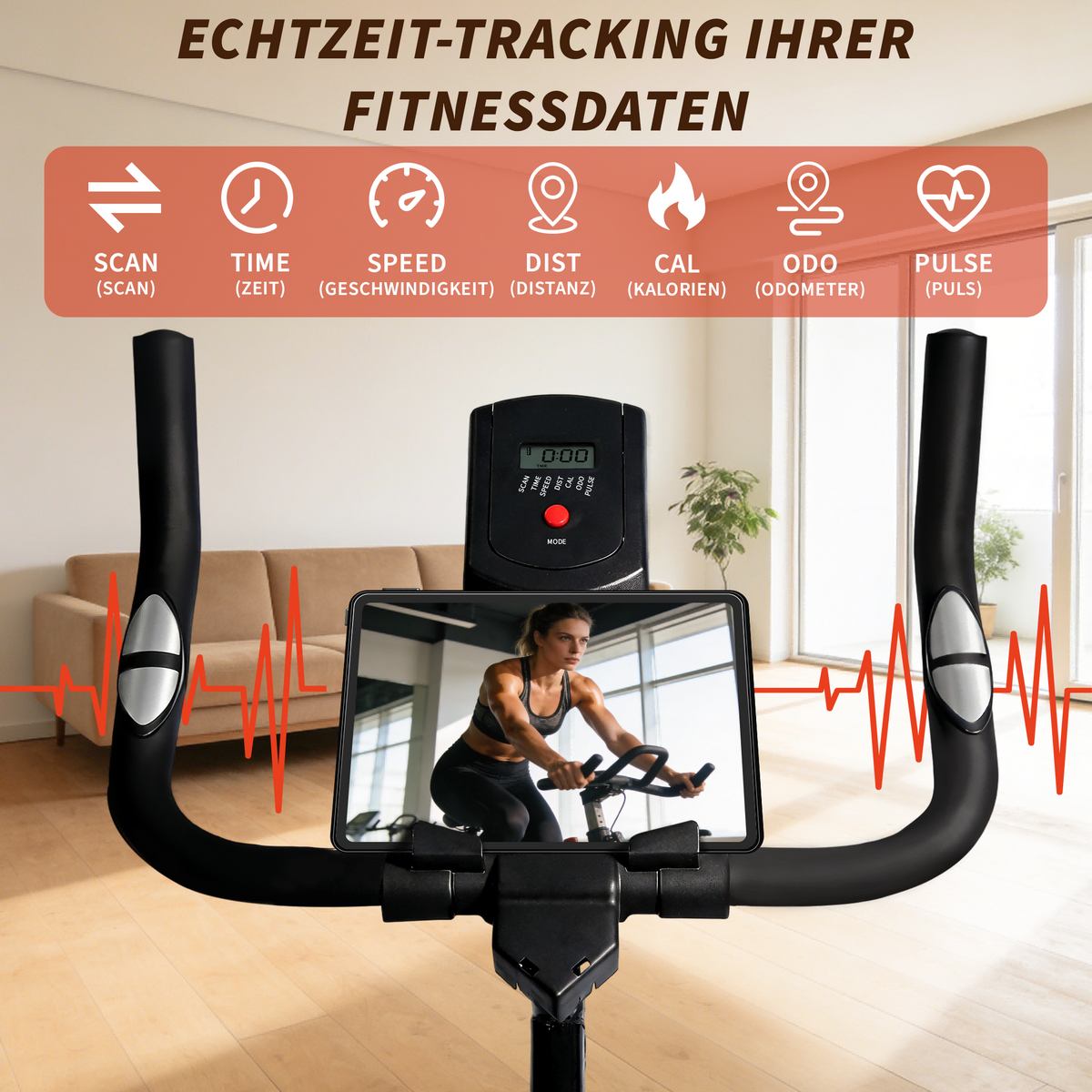 Adjustable Resistance Home Spin Bike, Height Adjustable, Suitable for Home Cardio Training