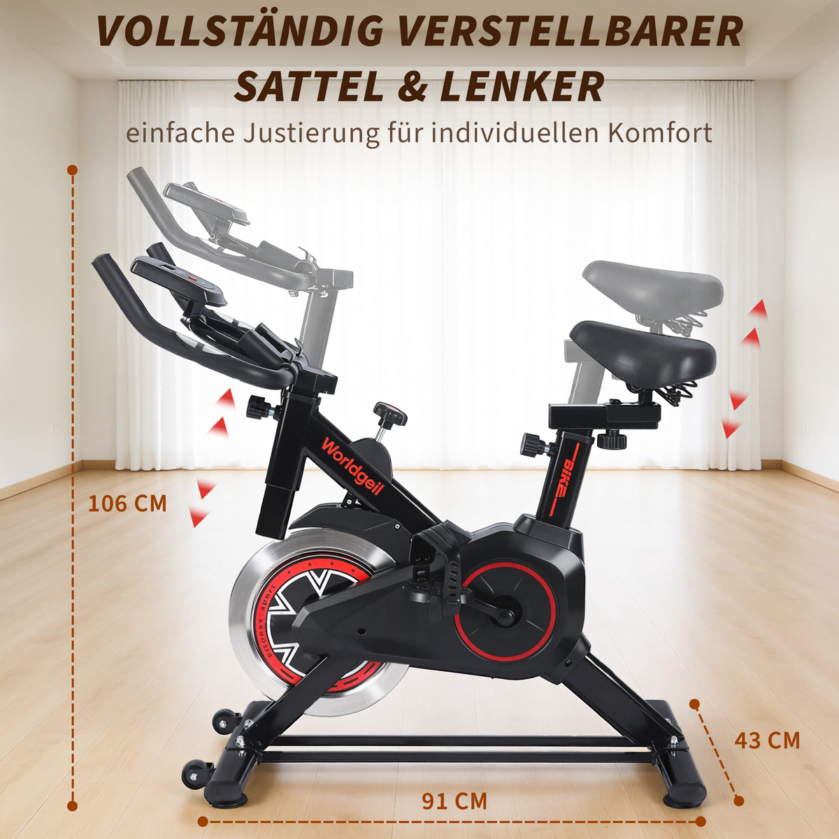 Adjustable Resistance Home Spin Bike, Height Adjustable, Suitable for Home Cardio Training