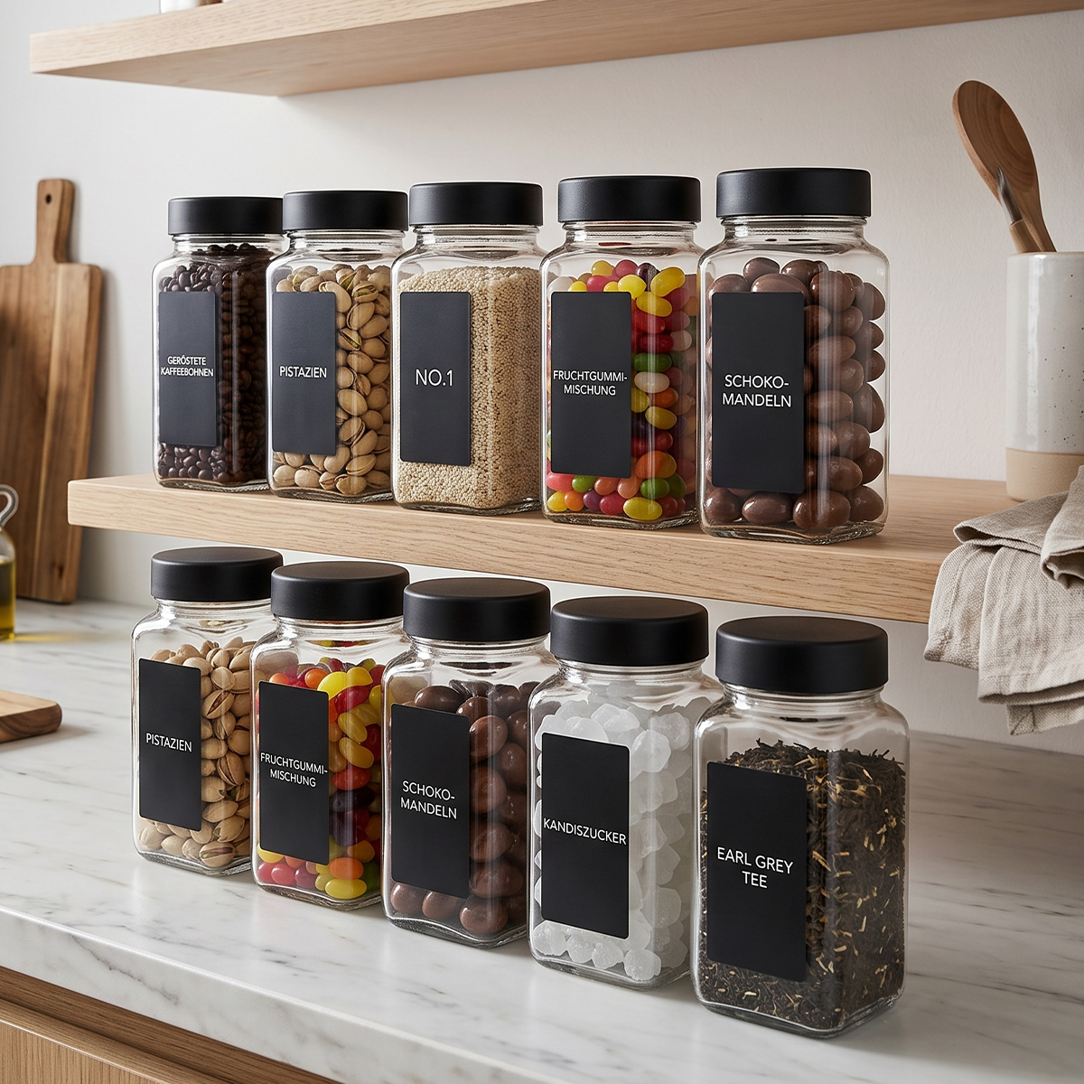 Glass Spice Jars with Lids and Labels – Spice Storage Containers with Pour Spouts, Brush & Marker, 12/24/36 Pack
