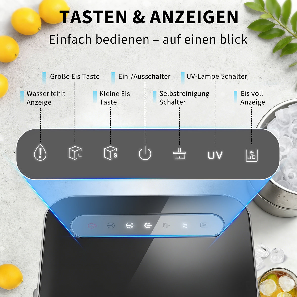 Eiswürfelmaschine für Zuhause und Büro – 9 Eiswürfel in 6 Minuten