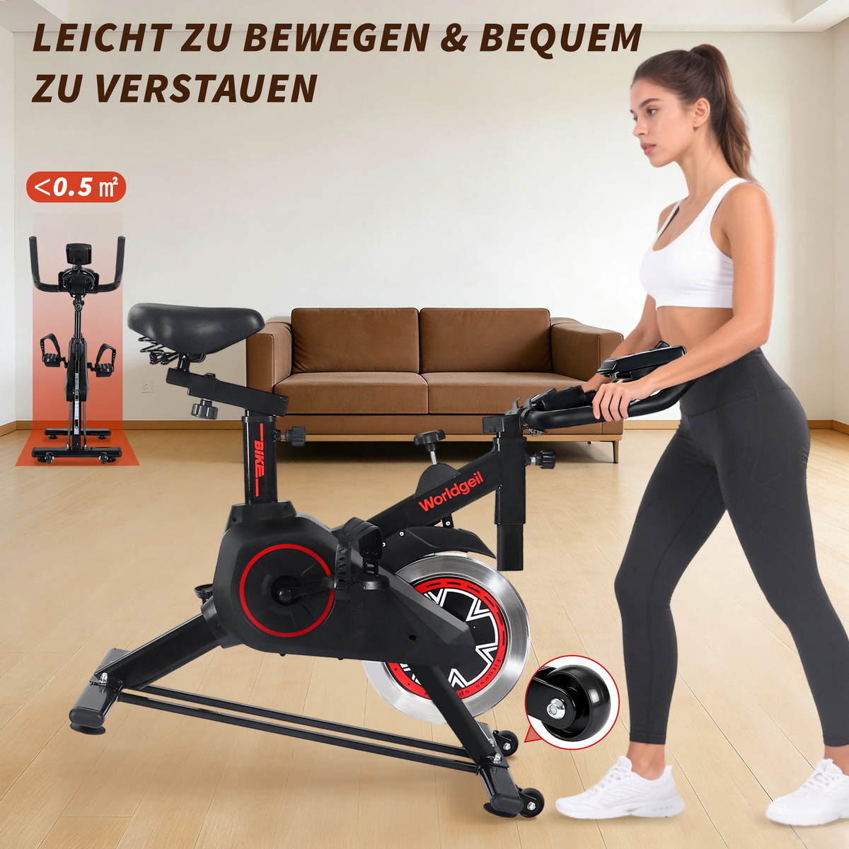 Adjustable Resistance Home Spin Bike, Height Adjustable, Suitable for Home Cardio Training