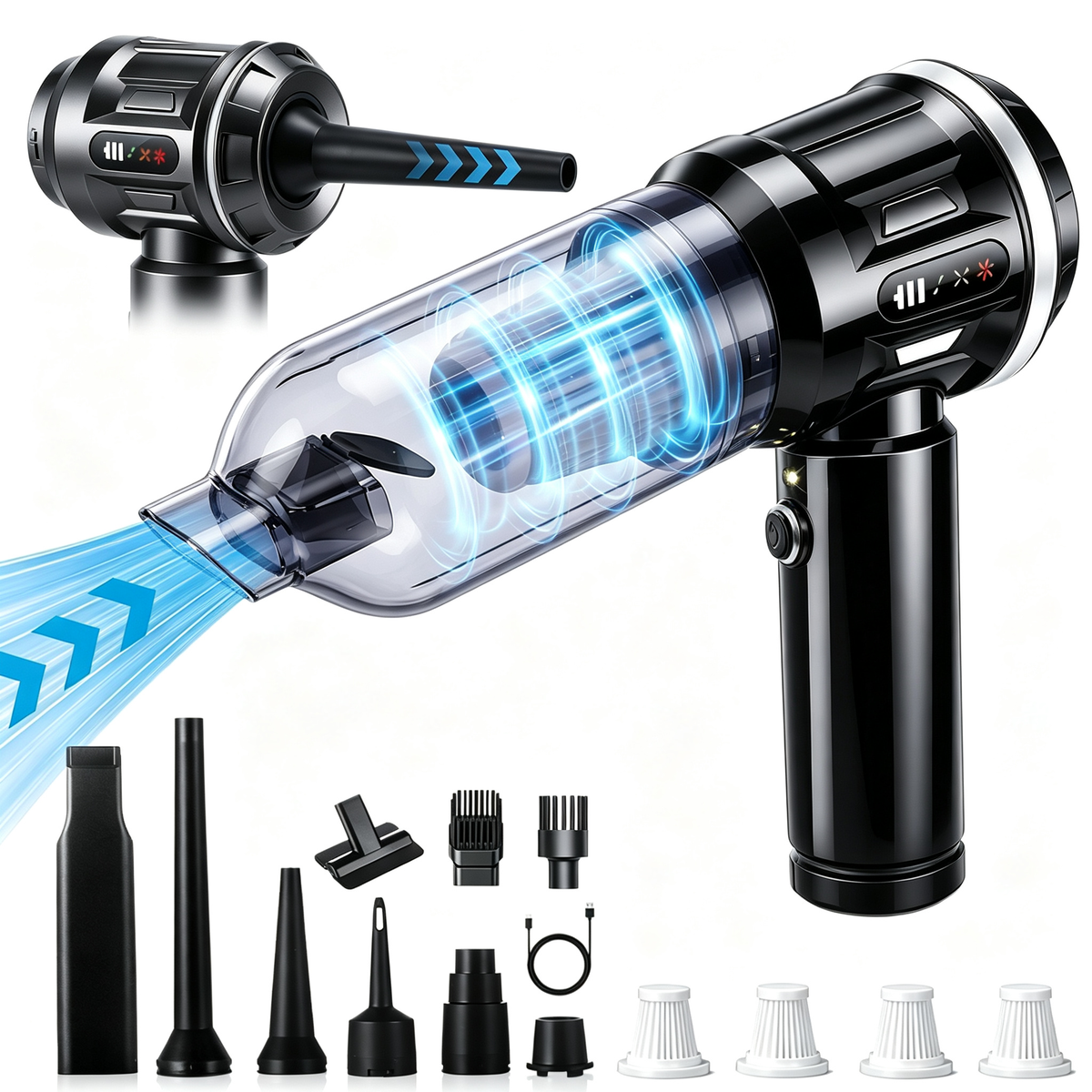 Handheld Vacuum Cleaner, Portable Vacuum, Powerful Mini Vacuum, Multifunctional, Suitable for Cars, Home, Office, Camping, And for Cleaning Dust on Computer Keyboards And Laptops
