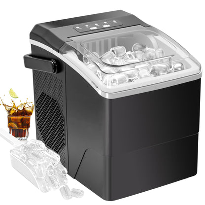 Eiswürfelmaschine kompakt mit Tragegriff – Eismaschine für 2 Eisgrößen, 12 kg/24 Std., inkl. 1,3 L Wassertank
