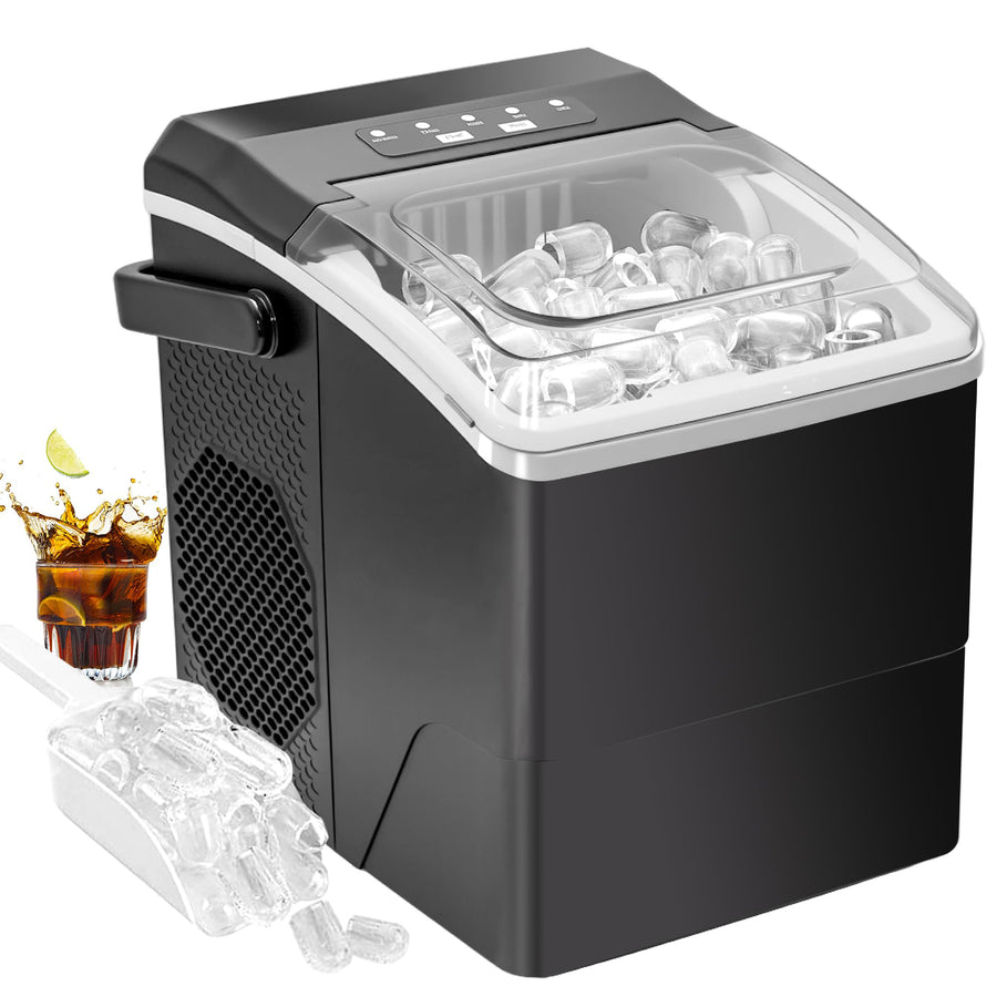 Eiswürfelmaschine kompakt mit Tragegriff – Eismaschine für 2 Eisgrößen, 12 kg/24 Std., inkl. 1,3 L Wassertank