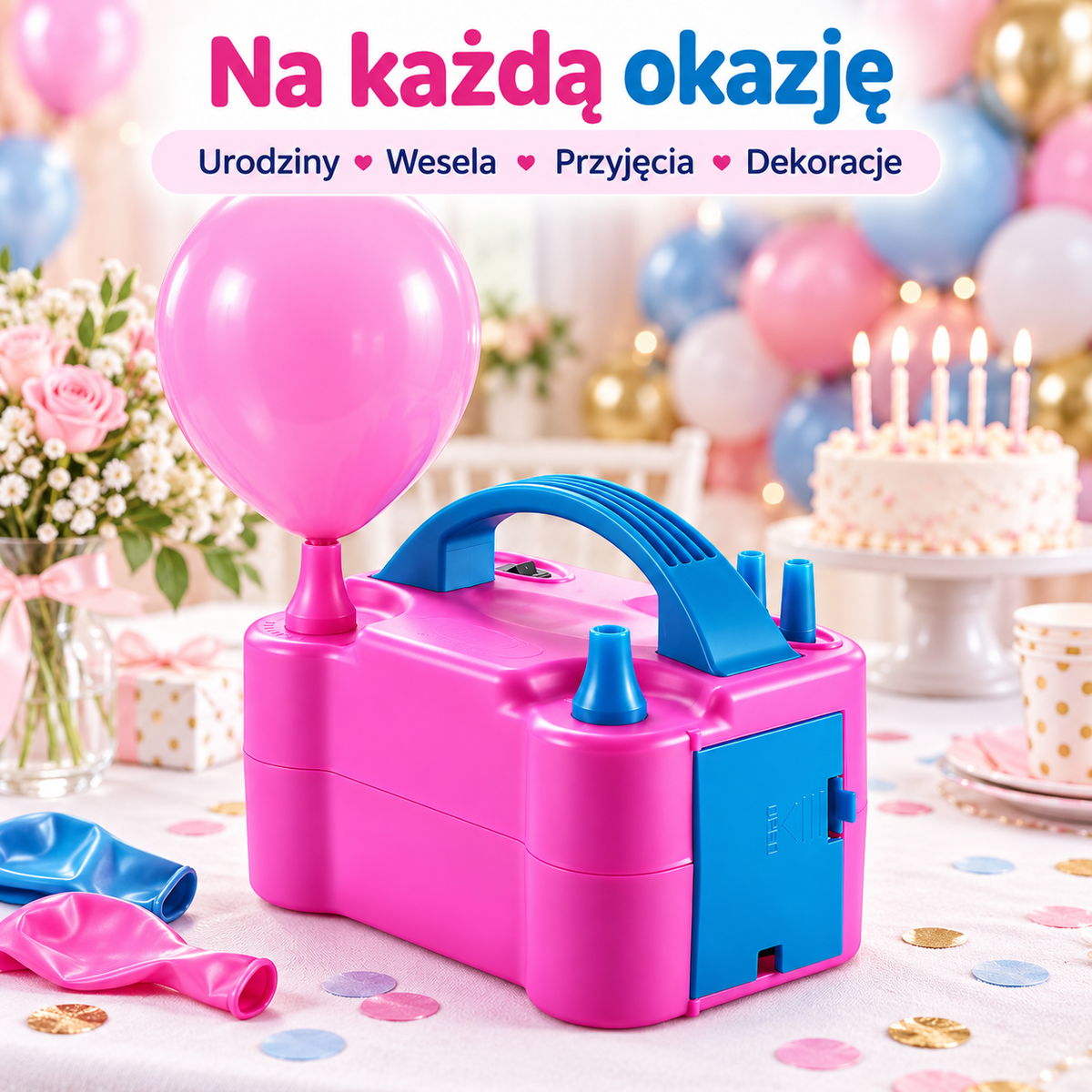 Elektrische Ballonpumpe mit 2 Düsen, 2 Modi für Party & Deko