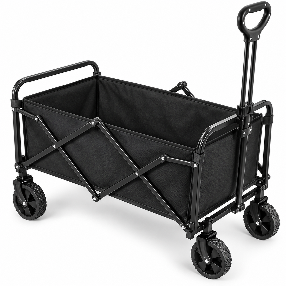 Faltbarer Bollerwagen 50 kg, 5 Zoll 360° Räder, Teleskopgriff